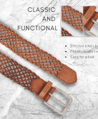 PERB - Full Grain Imported Buffalo Leather Belt for Men with Pin Buckle - 100% Handmade ( Tan-Silver Antique Buckle)