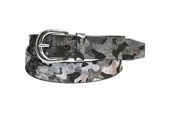 PEWomen Handmade Pin Buckle Premium Leather Belt Casual and Formal Occasion ( Black & Silver Foil)