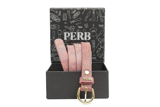 PERB - Full Grain Buffalo Leather Belt for Women with Pin Buckle - 100% Handmade - For Casual/Formal Occasions in Gift Box