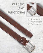 PERB - Full Grain Imported Spanish Leather Belt for Men with Pin Buckle - 100% Handmade (Brown-Nickle Finish Buckle)