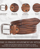 Full Grain Buffalo Premium Leather Belt for Men with Pin Buckle - 100% Handmade( Brown-Gunmetal Finish Buckle)