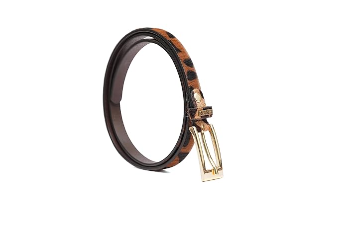 PEWomen Handmade Pin Buckle Premium Leather Belt Casual and Formal Occasion (Cheetah Print )