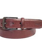 PERB - Full Grain Buffalo Premium Leather Belt for Men with Pin Buckle - 100% Handmade(Maroon-Gunmetal Finish Buckle)