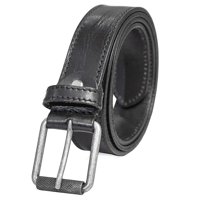 Full Grain Buffalo Leather Belt for Men with Pin Buckle (Color - Black/Brown/Tan)