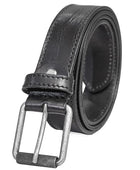 PERB - Full Grain Imported Spanish Leather Belt for Men with Pin Buckle - 100% Handmade (  Black-Antique Silver Buckle)