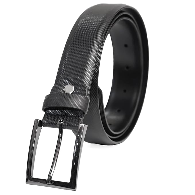 PERB - Full Grain Imported Spanish Leather Belt for Men with Pin Buckle - 100% Handmade (Black-Gunmetal Buckle)