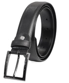 PERB - Full Grain Imported Spanish Leather Belt for Men with Pin Buckle - 100% Handmade (Black-Gunmetal Buckle)