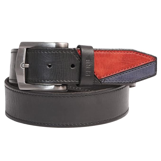 Full Grain Buffalo Premium Leather Belt for Men with Pin Buckle (Color - Black / Brown)