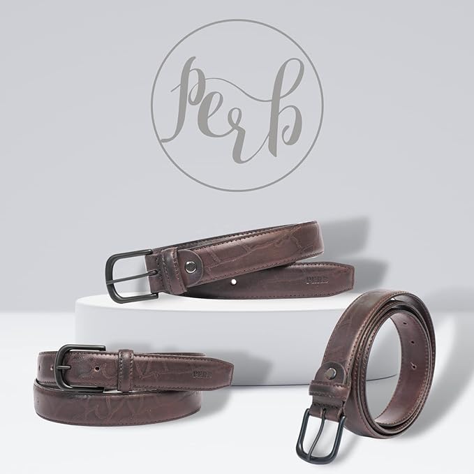 Full Grain Buffalo Leather Belt for Men with Pin Buckle (Color - Black/Brown/Tan)