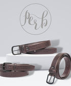 Full Grain Buffalo Leather Belt for Men with Pin Buckle (Color - Black/Brown/Tan)