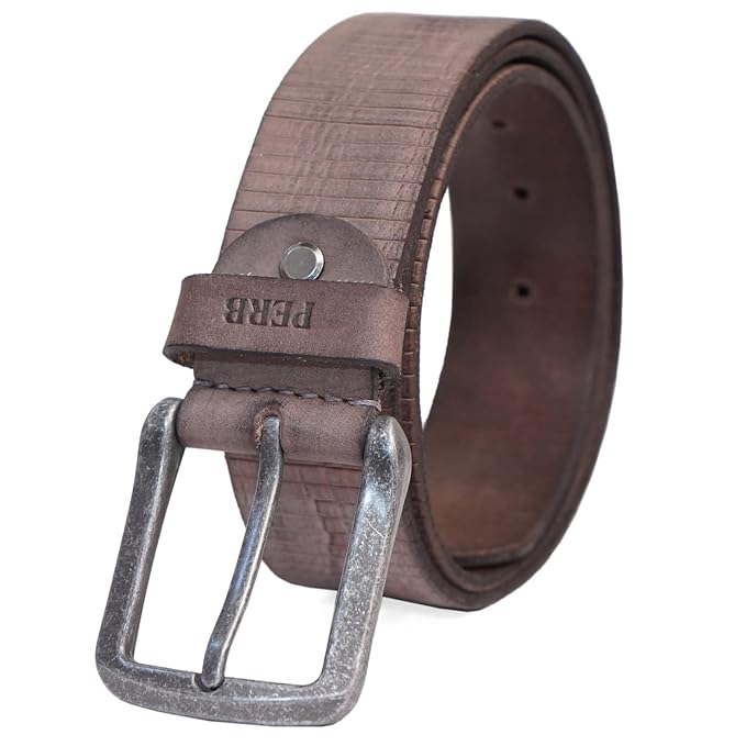 Full Grain Buffalo Leather Belt for Men with Pin Buckle (Color - Black/Brown/Tan)