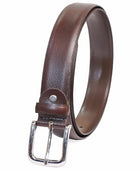 PERB - Full Grain Imported Spanish Leather Belt for Men with Pin Buckle - 100% Handmade (Brown-Nickle Finish Buckle)