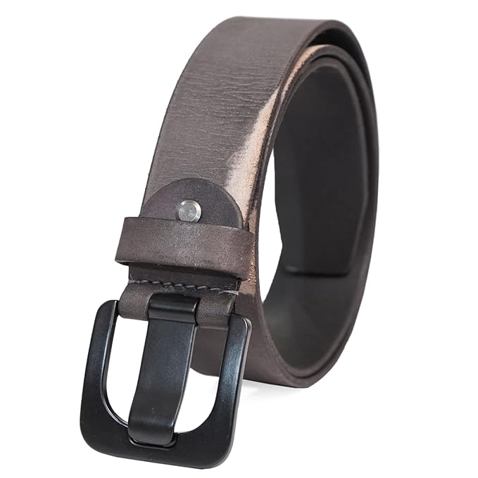 Full Grain Buffalo Leather Belt for Men with Pin Buckle (Color - Black/Brown/Tan)