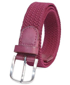 Full Grain Handmade Braided Leather Belt for Men with Pin Buckle in Brush Nickle Finish (Color - Olive/Magenta)