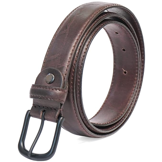 Full Grain Buffalo Leather Belt for Men with Pin Buckle (Color - Black/Brown/Tan)