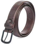 Full Grain Buffalo Leather Belt for Men with Pin Buckle (Color - Black/Brown/Tan)