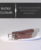 PERB - Full Grain Imported Spanish Leather Belt for Men with Pin Buckle - 100% Handmade (Brown-Nickle Finish Buckle)