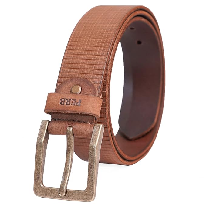 Full Grain Buffalo Leather Belt for Men with Pin Buckle (Color - Black/Brown/Tan)