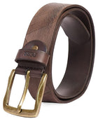 Full Grain Buffalo Leather Belt for Men with Pin Buckle (Color - Black/Brown/Tan)