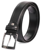 PERB - Full Grain Imported Spanish Leather Belt for Men with Pin Buckle - 100% Handmade (Black-Nickle Finish Buckle)