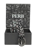 PEWomen Handmade Pin Buckle Premium Leather Belt Casual and Formal Occasion ( Black with Multi Dots Foil)