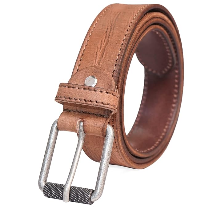 Full Grain Buffalo Leather Belt for Men with Pin Buckle (Color - Black/Brown/Tan)