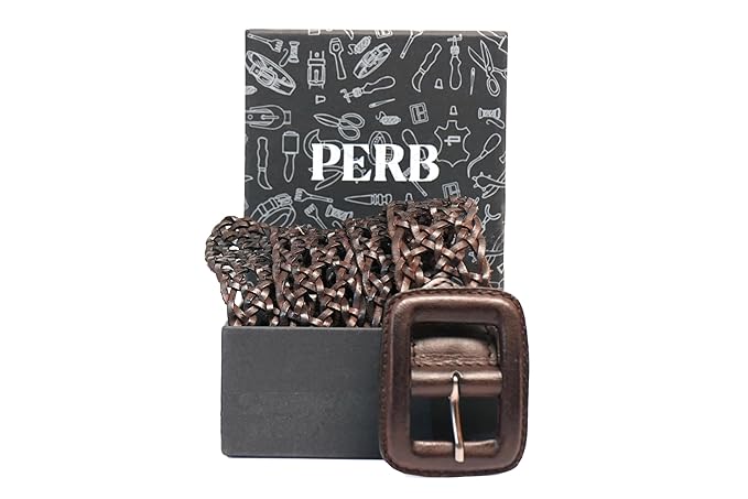 PERB - Full Grain Buffalo Leather Belt for Women with Pin Buckle - 100% Handmade - For Casual/Formal Occasions in Gift Box