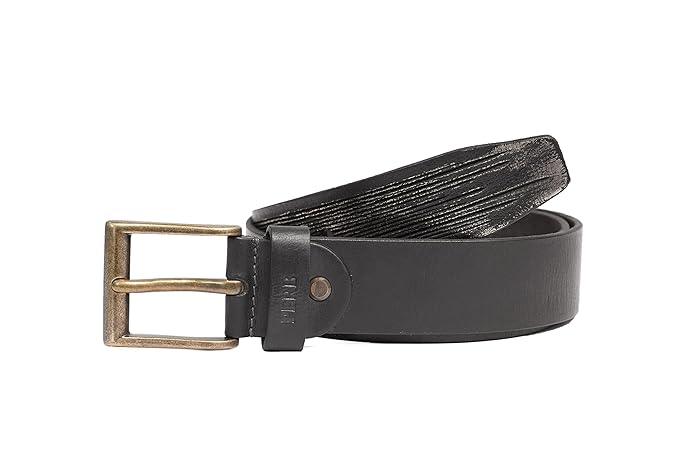 Full Grain Buffalo Premium Leather Belt for Men with Pin Buckle - 100% Handmade( Black-Antique Brass Finish Buckle)