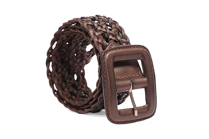 PEWomen Handmade Pin Buckle Premium Leather Belt Casual and Formal Occasion ( Brown )