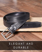 Full Grain Buffalo Leather Belt for Men with Pin Buckle (Color - Black/Brown/Tan)