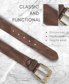 Full Grain Buffalo Leather Belt for Men with Pin Buckle (Color - Black/Brown/Tan)