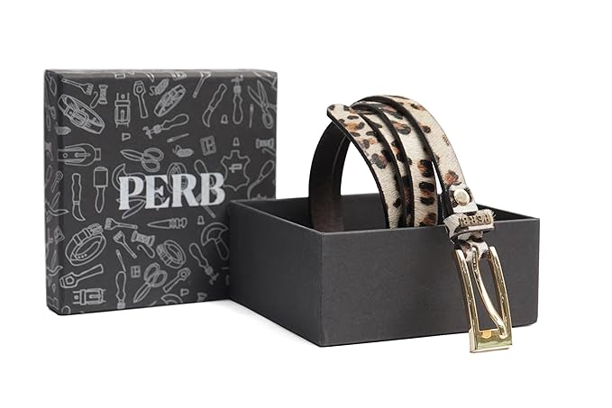 PERB - Full Grain Buffalo Leather Belt for Women with Pin Buckle - 100% Handmade - For Casual/Formal Occasions in Gift Box