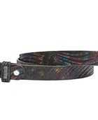 PEWomen Handmade Pin Buckle Premium Leather Belt Casual and Formal Occasion ( Black with Multi Stripes )