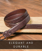 Full Grain Buffalo Leather Belt for Men with Pin Buckle (Color - Black/Brown/Tan)