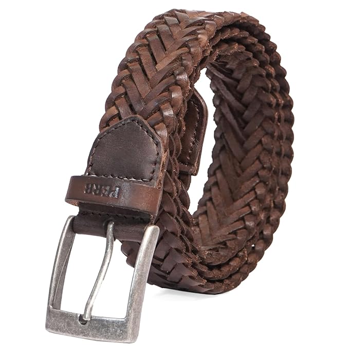 Full Grain Buffalo Leather Belt for Men with Pin Buckle (Color - Black/Brown/Tan)