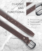 Full Grain Buffalo Leather Belt for Men with Pin Buckle (Color - Black/Brown/Tan)