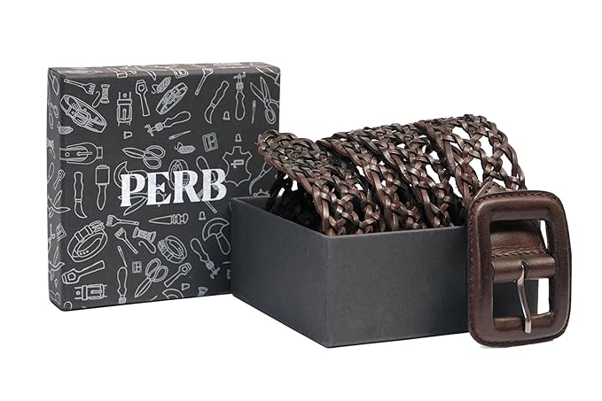 PERB - Full Grain Buffalo Leather Belt for Women with Pin Buckle - 100% Handmade - For Casual/Formal Occasions in Gift Box