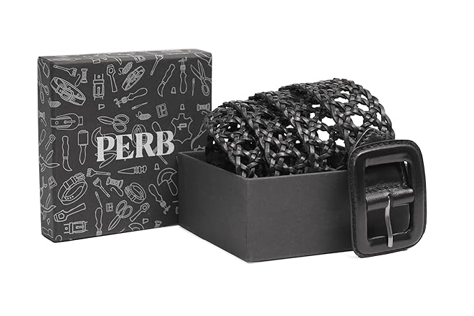 PERB - Full Grain Buffalo Leather Belt for Women with Pin Buckle - 100% Handmade - For Casual/Formal Occasions in Gift Box