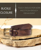 Full Grain Buffalo Leather Belt for Men with Pin Buckle (Color - Black/Brown/Tan)