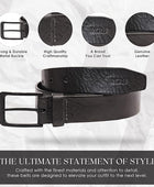 PERB - Full Grain Buffalo Premium Leather Belt for Men with Pin Buckle - 100% Handmade(Black-Matt Black Finish Buckle)