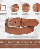 Full Grain Buffalo Leather Belt for Men with Pin Buckle (Color - Black/Brown/Tan)