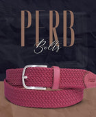 Full Grain Handmade Braided Leather Belt for Men with Pin Buckle in Brush Nickle Finish (Color - Olive/Magenta)