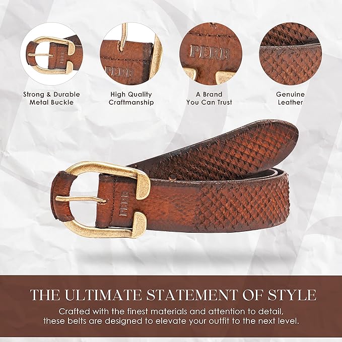 Full Grain Buffalo Premium Leather Belt for Men with Pin Buckle (Color - Black / Brown)