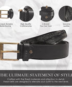 Full Grain Buffalo Premium Leather Belt for Men with Pin Buckle - 100% Handmade( Black-Antique Brass Finish Buckle)