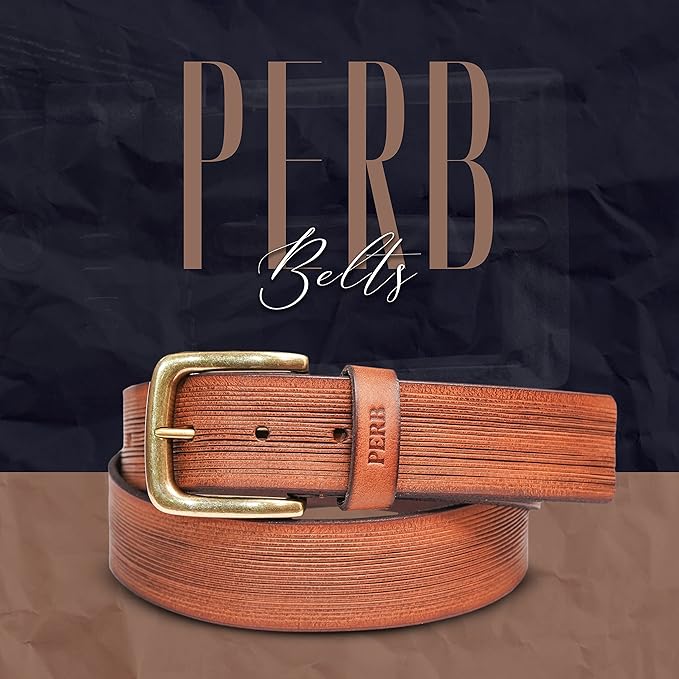 Full Grain Buffalo Leather Belt for Men with Pin Buckle (Color - Black/Brown/Tan)