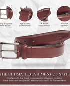 PERB - Full Grain Buffalo Premium Leather Belt for Men with Pin Buckle - 100% Handmade(Maroon-Gunmetal Finish Buckle)