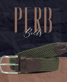 Full Grain Handmade Braided Canvas Leather Belt for Men with Pin Buckle in Brush Nickle Finish (Color - Olive)