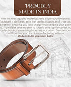 Full Grain Buffalo Premium Leather Belt for Men with Pin Buckle - 100% Handmade( Tan-Nickle Finish Buckle)