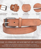 Full Grain Buffalo Leather Belt for Men with Pin Buckle (Color - Black/Brown/Tan)