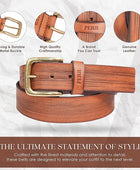 Full Grain Buffalo Leather Belt for Men with Pin Buckle (Color - Black/Brown/Tan)